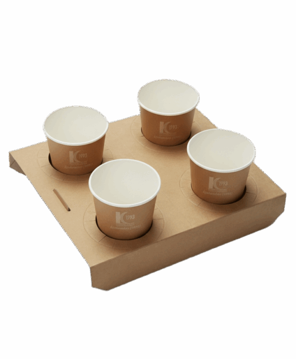 ถาดใส่ถ้วยกาแฟ4ช่อง - สีน้ำตาล - Image 4